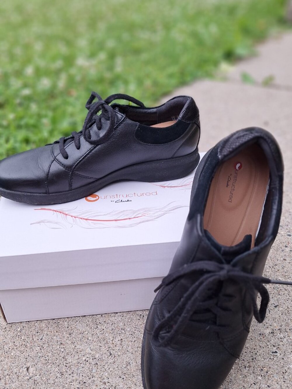 NWT Clarks Unstructured Un Adorn Lace Up Black Leather Women 10M